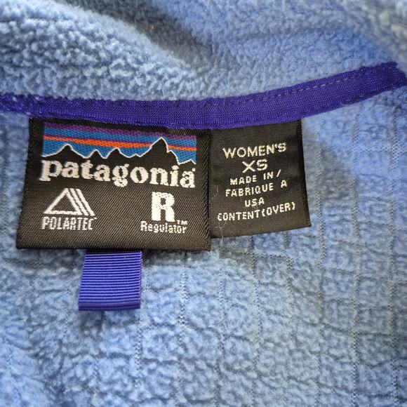 Patagonia Blue Black Purple Regulator Full Zip Fleece Vintage USA Women's XS - Picture 4 of 4